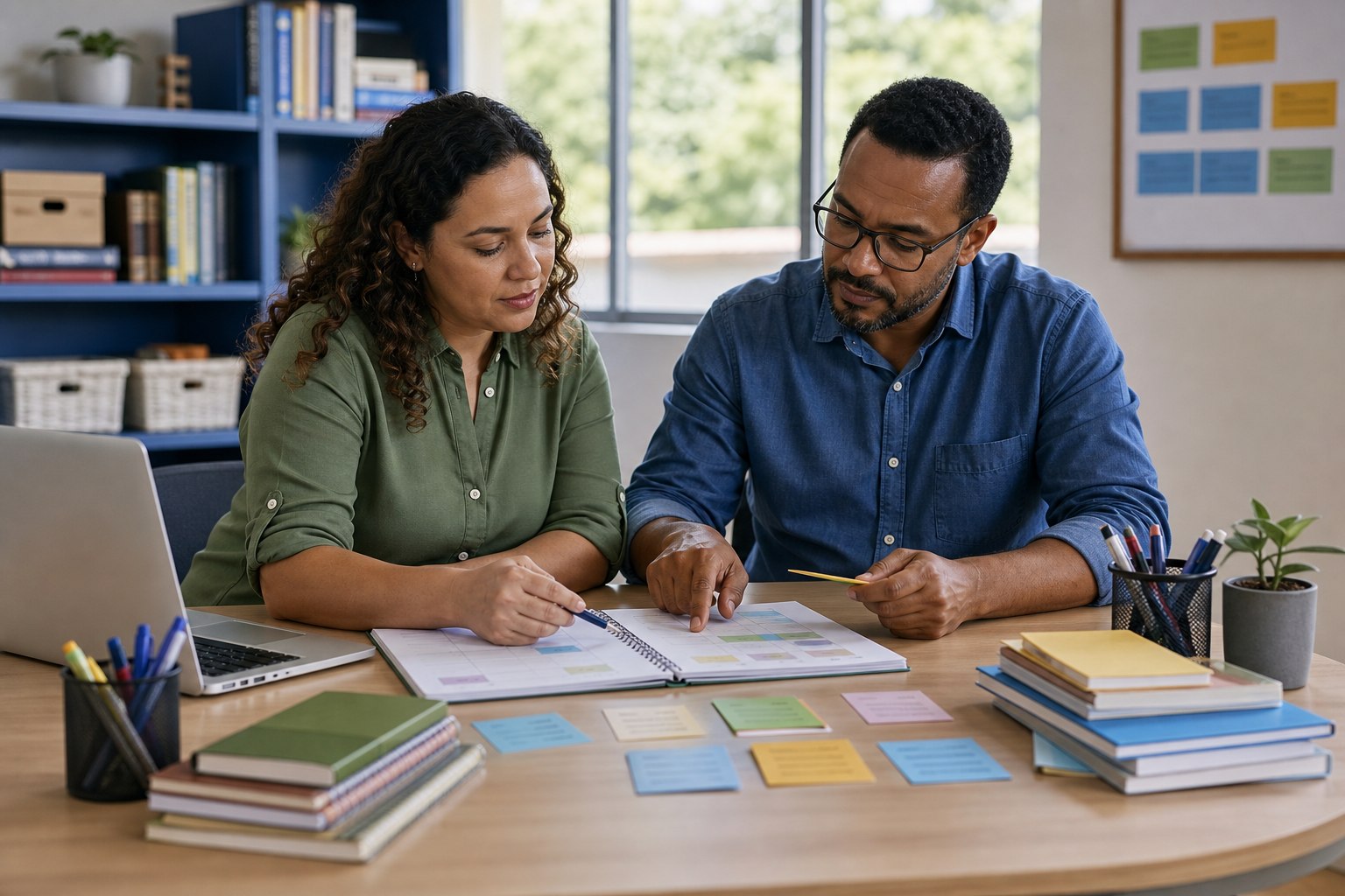 Coordenação pedagógica organizando cursos e calendários escolares